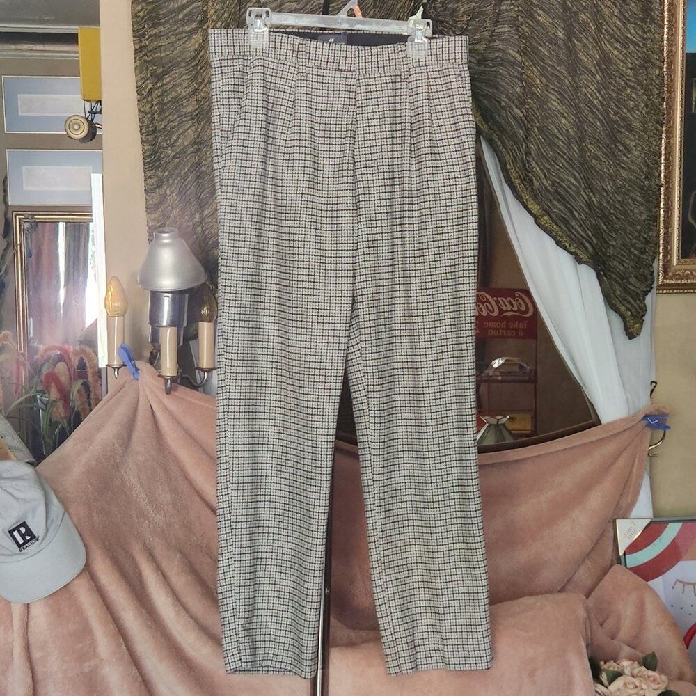 M22 So soft B'ful  Hounds tooth pleated pants Wool Blend 4 pockets 17 x 30